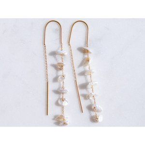 Pearl Dainty Threader Earrings Lightweight Dangle Baroque Pearl Bride Jewelry